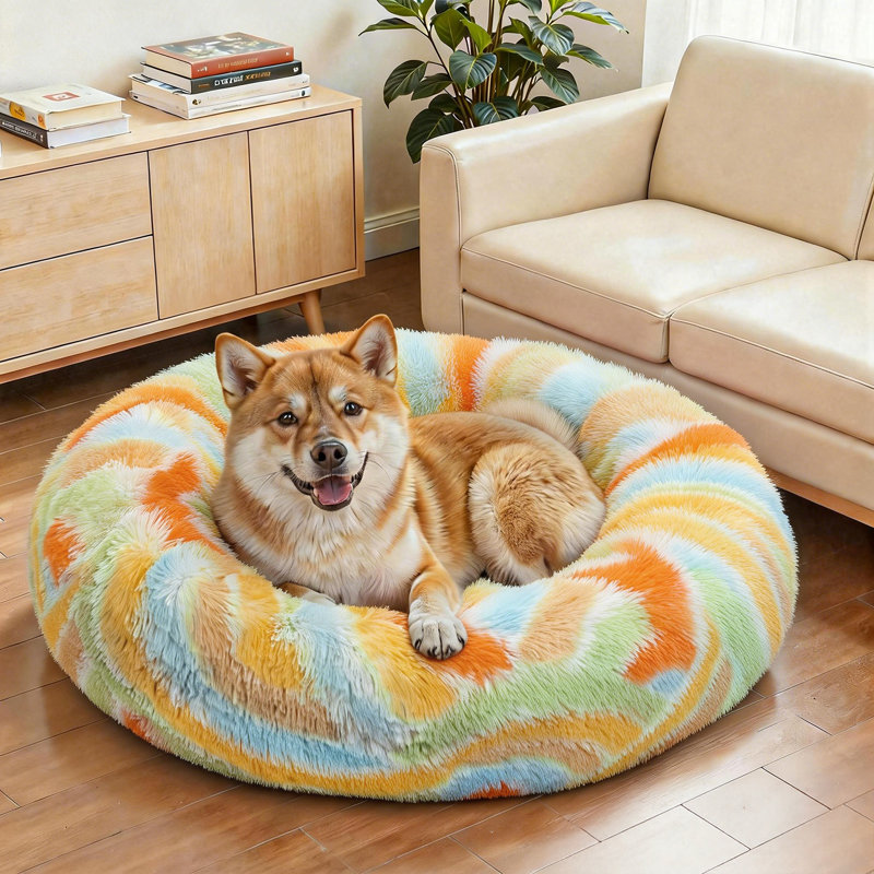 Réchauffant un beignet rond, Grand (H 9 po x l 36 po x P 36 po), Orange/Yellow/Blue/White/Grey