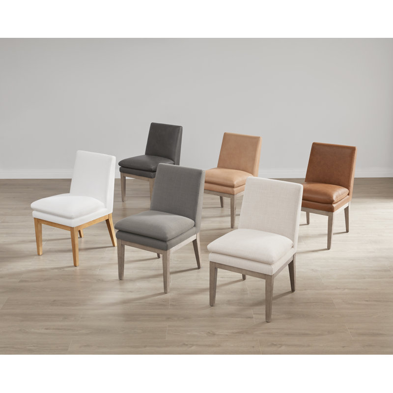 Bethea Leather Upholstered Dining Chair, Marseille Brown Genuine Leather