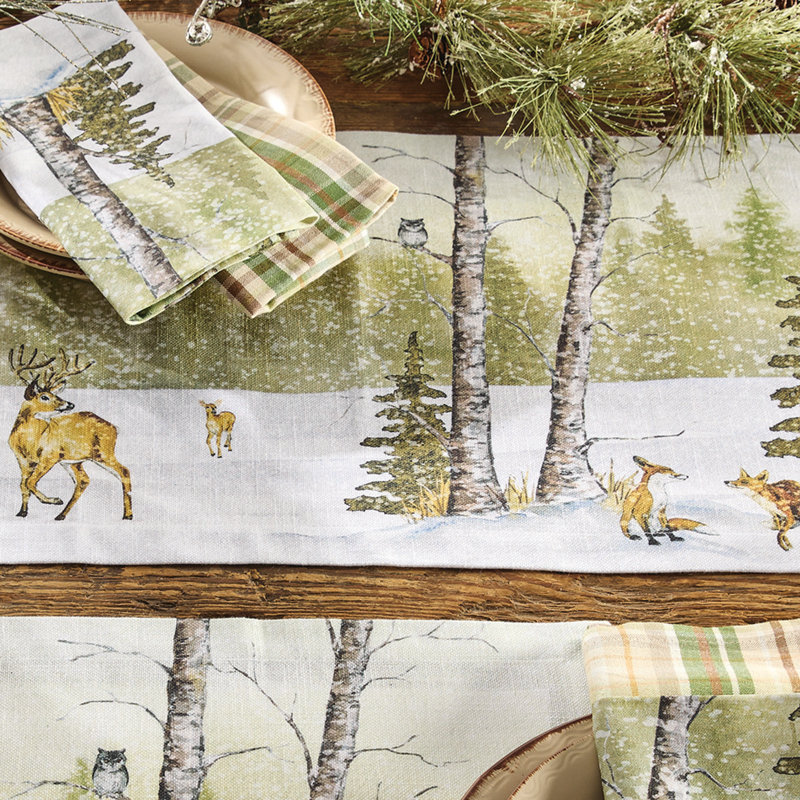  Woodland Winter Table Runner 13 Inches x 36 Inches, 36" L x 13" W