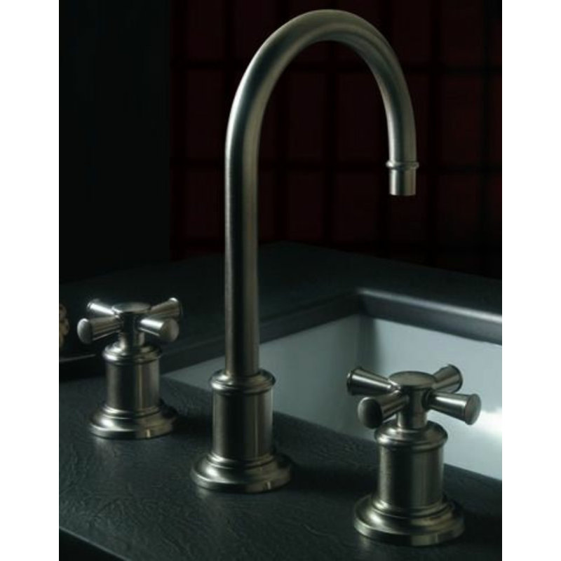 Miramar Widespread Faucet 2-Handle Bathroom Faucet, Matte Black, Cross Handle