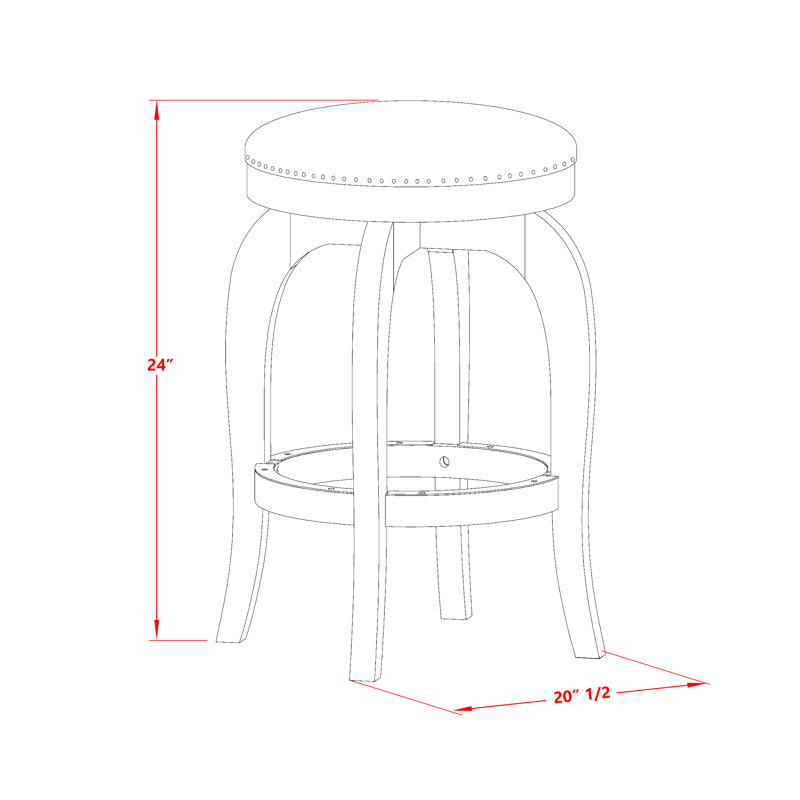 Bedford Counter Height Stool - Round Shape Vegas Gold PU Leather Upholstered Kitchen Counter Backless Chairs, Oak