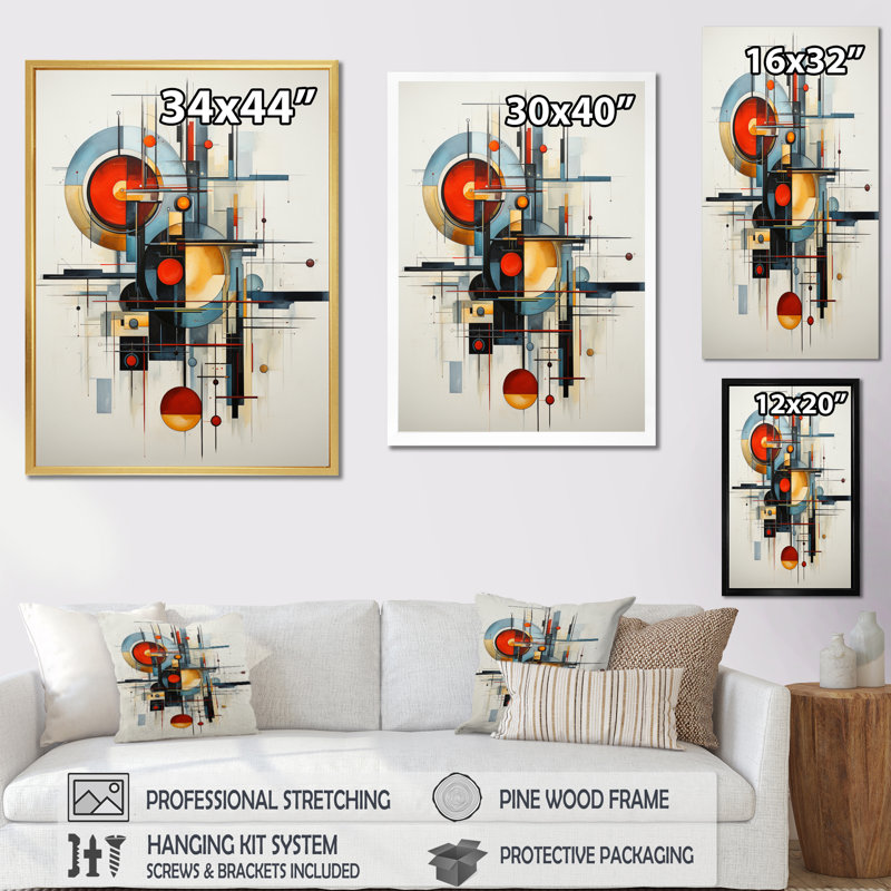 «Constructivism Geometric Constructsan Abstract», reproduction d'art sur toile encadrée, H 40 po x l 30 po x P 1,5 po, Noir