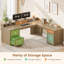 Bureau en L 63 po avec tiroirs, bureau d'ordinateur de coin Farmhouse-130047708