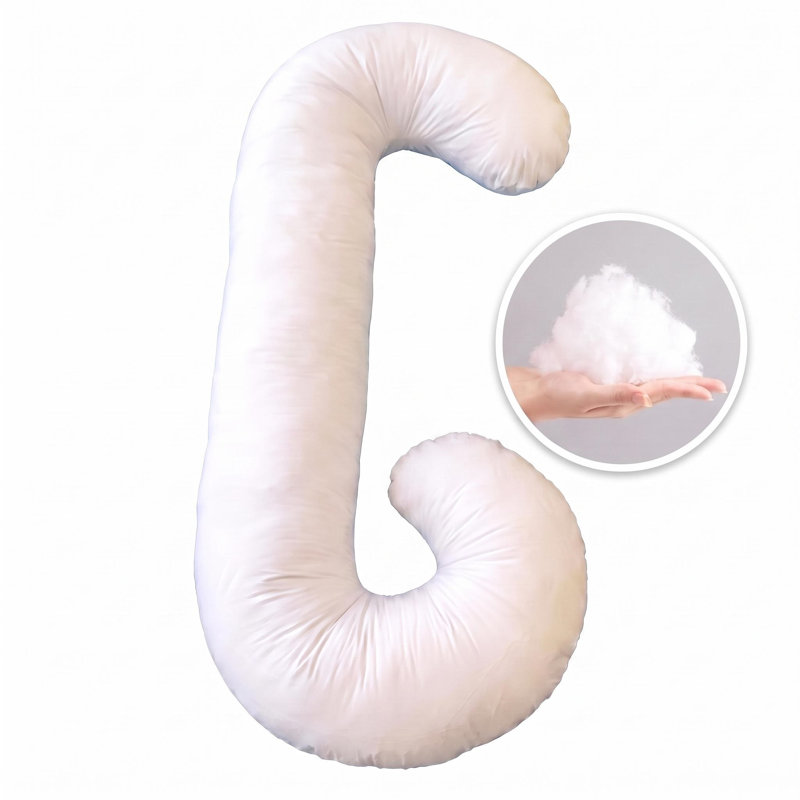 C shape body support pillow with cotton pillow cover