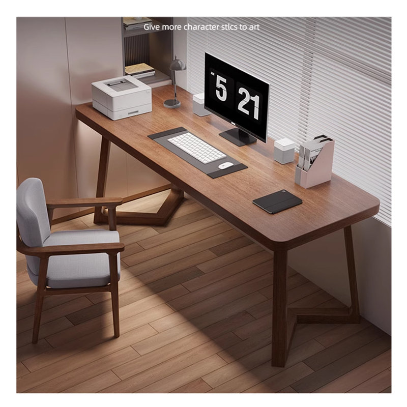 Grand bureau simple en bois massif à grande dalle, H 29,53 po x l 55,12 po x P 23,62 po