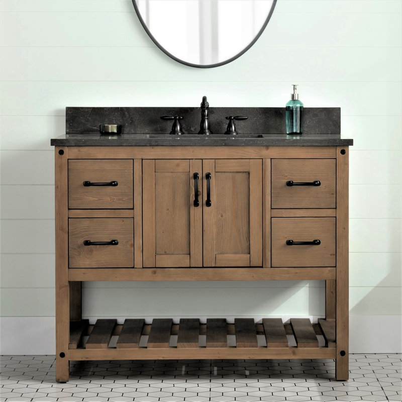 Ensemble de meuble-lavabo simple 42 po Radstock, Naturel antique, Bleu Purbeck