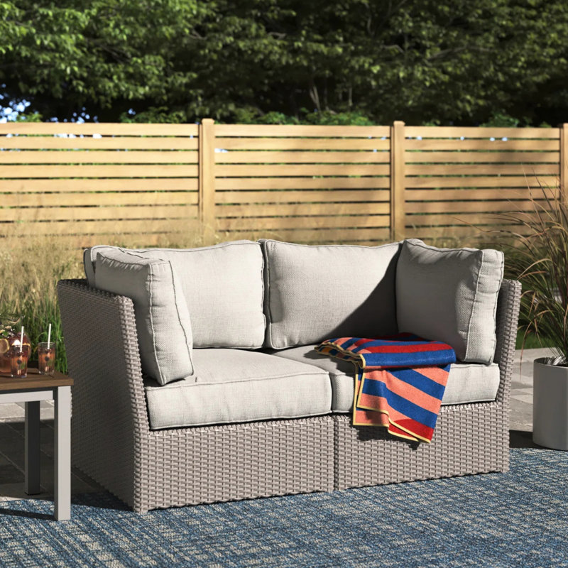 Canapé d'extérieur confortable avec 6 coussins d'eau et éléments d'angle modulaires, structure en aluminium rouille, 2 places