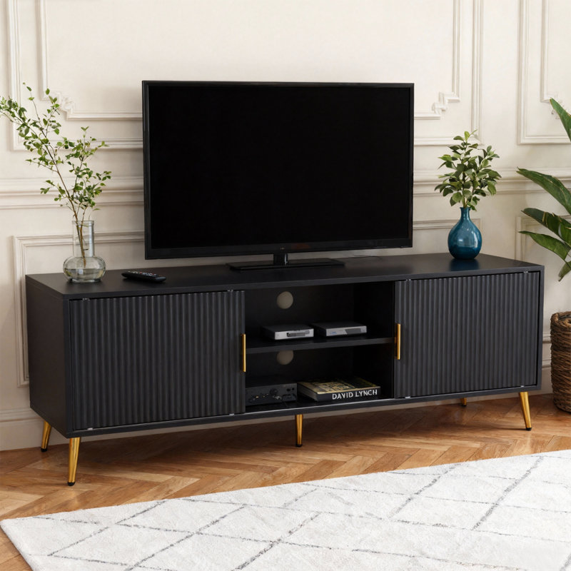 Tv Stand For 60/65/75 Inch Tv, Farmhouse Slatted Door Tv And Media Console Table With Drawer,Entertainment Center For Living Room, Bedroom