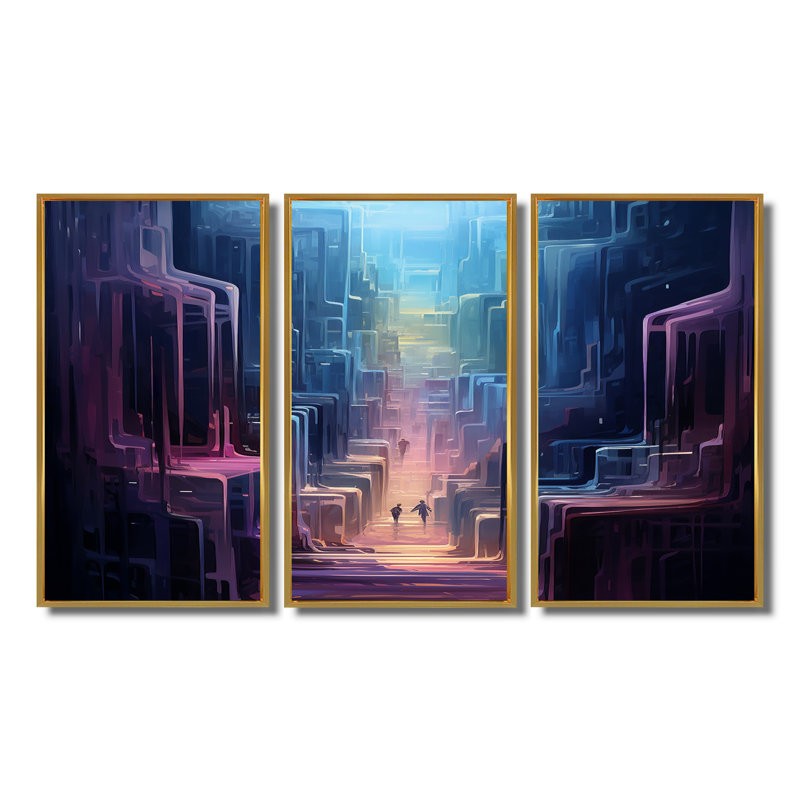 Ensemble de salon Scruggs - City Buildings Wall Art, Cadre flottant doré, H 28 po x l 36 po x P 1 po