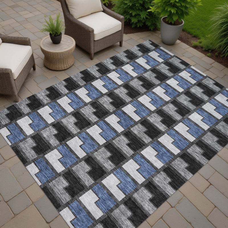 Machine Washable Indoor/Outdoor Lockway ACN2417 Geometric Rug, Rectangle 9' x 12'
