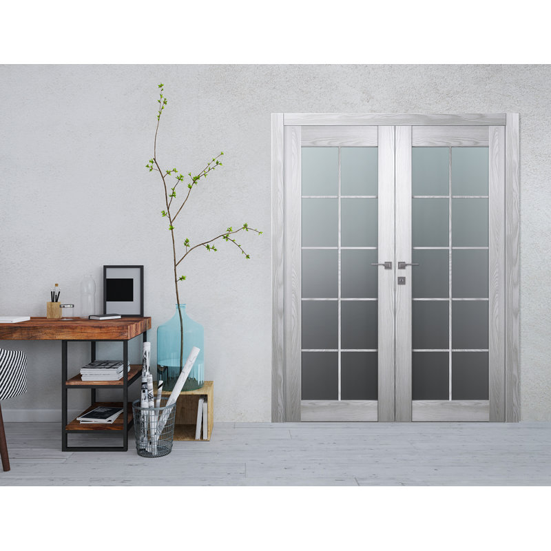 Porte standard 79,375 po en bois manufacturé massif préfini, 63,5 po x 79,375 po, Chêne, Gauche