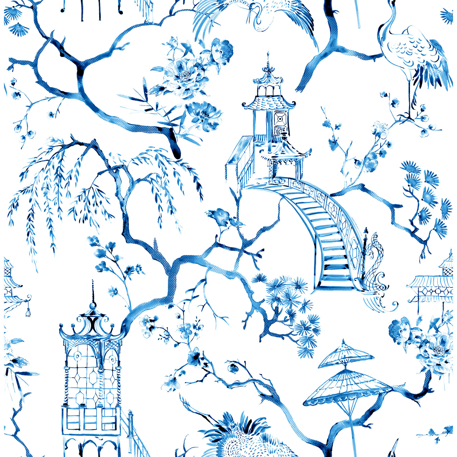 Breene NON-PASTED,UNPASTED Floral Wallpaper, Blue