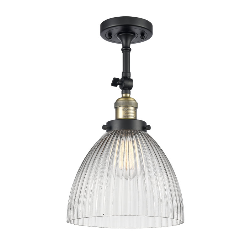 Plafonnier semi-encastré 1 lumière 9,5 po Tallulah, Ampoule DEL 6 watts Vinage, Laiton antique noir