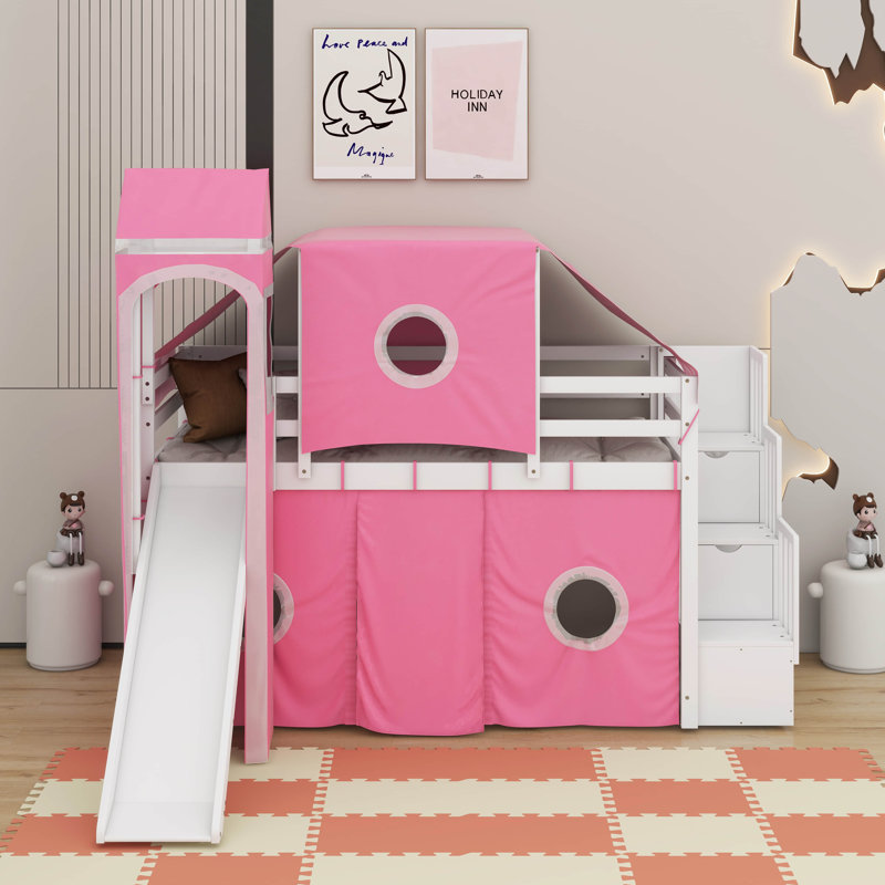 Lit mezzanine simple avec tente et tour
