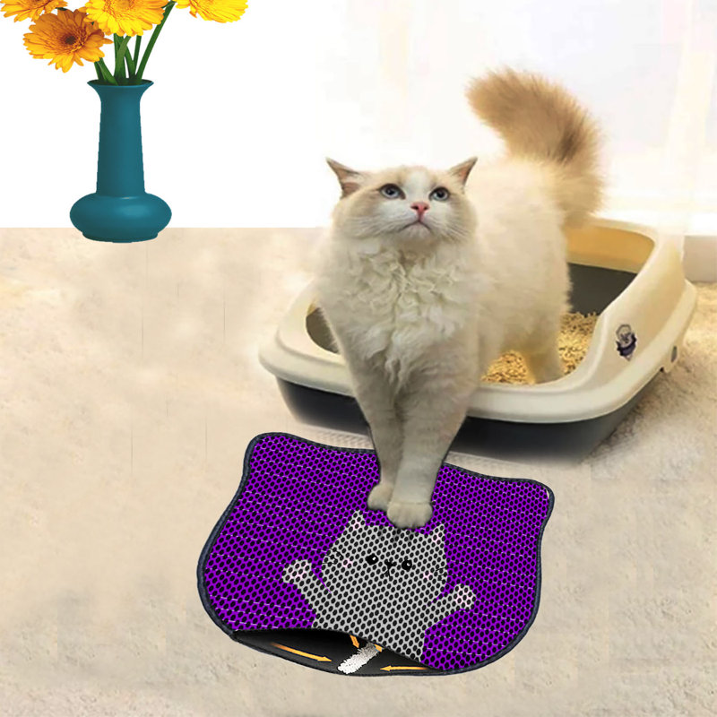 Durable Cat Litter Mat, 15.7 x 19.7 inches | 50% PVC / 50% Polyester, Machine Washable & Vacuum Friendly | Perfect for Easy Cleanup, Non-Slip Design to Keep Your Home Clean & Fresh, Ideal for Pet Owners
