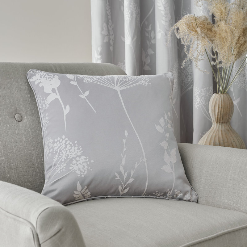 Meadowsweet Floral Jacquard Cushion, Silver