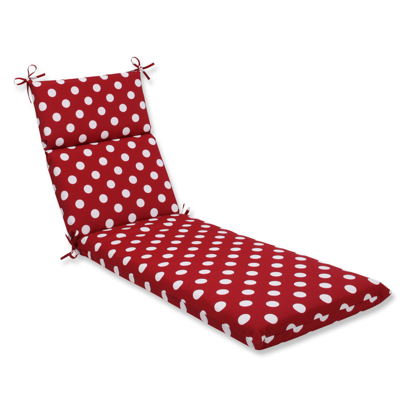 Coussin de chaise longue à pois, Rouge / blanc à pois
