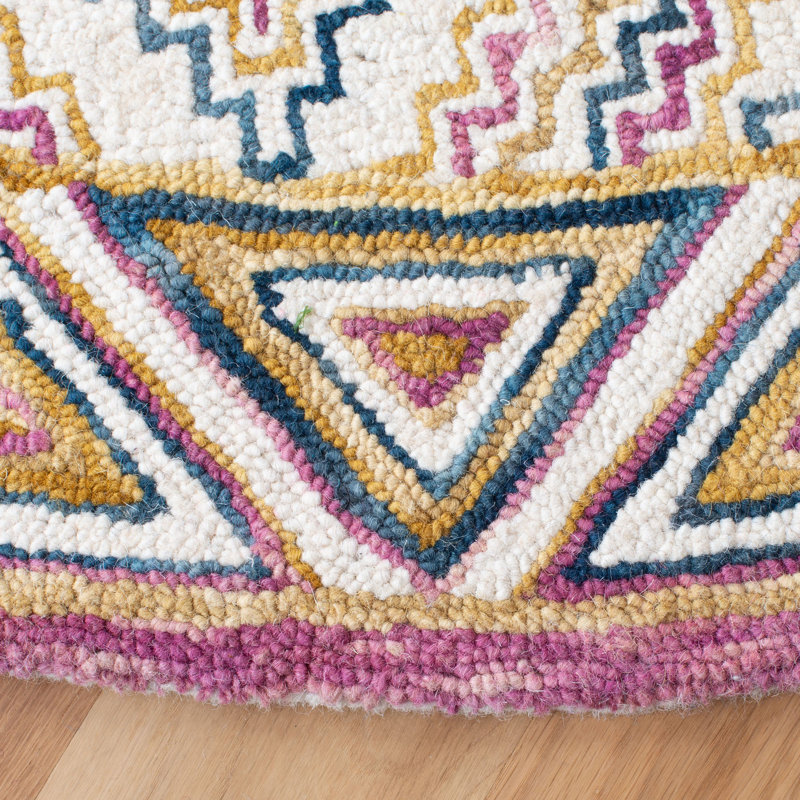 Serrato Hand Tufted Wool Geometric Rug, Square 7'