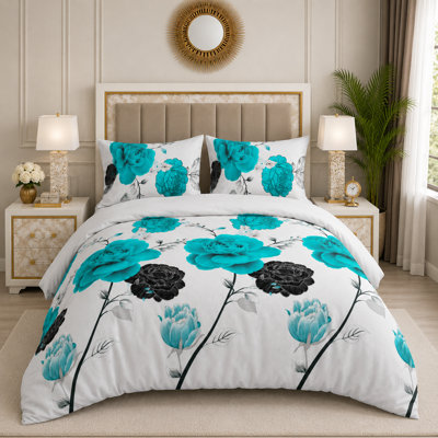 Microfiber Floral Duvet Cover Set