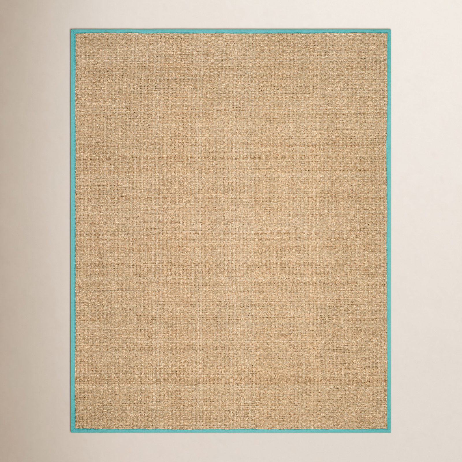 Natural Teal Bamboo Seagrass Rug, Rectangle 9' x 12'