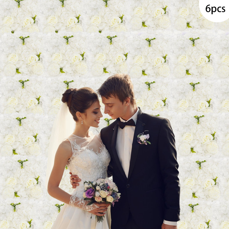 14,96 * 14,96 po, fond de fleurs 3D pour mariage, fêtes, nombreuses occasions, Blanc