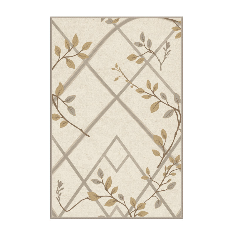Machine Washable Carlstadt Garden Trellis Rug in Beige – Beige Binding, 6x9