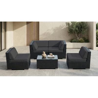 Billyjo Wicker 4 - Person Seating Group with Cushions - No Assembly