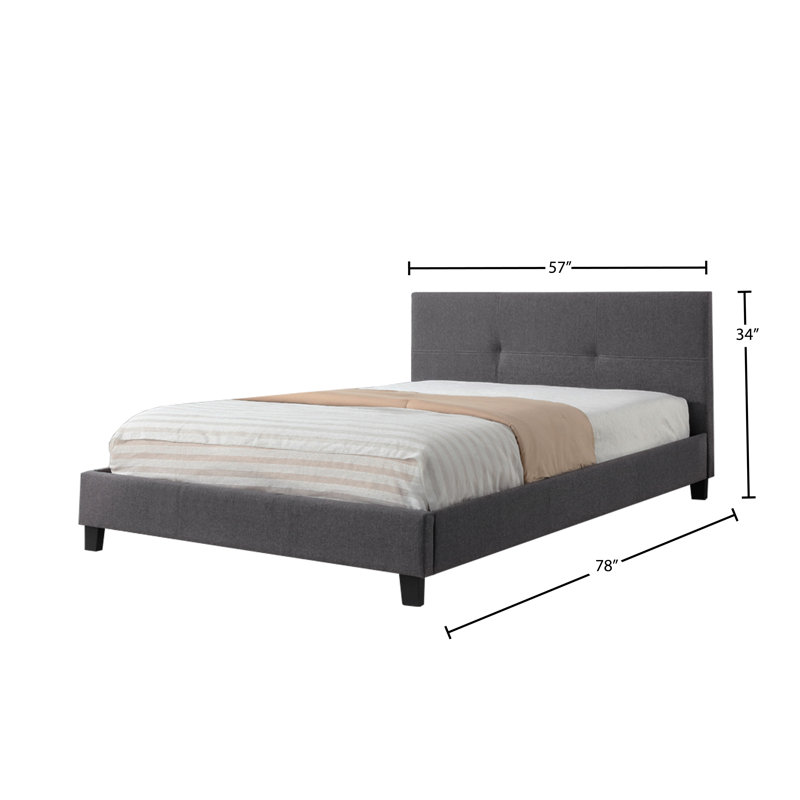 Structure en bois massif - Conçu pour une durabilité à long terme et une stabilité quotidienne, Lit double, Gris