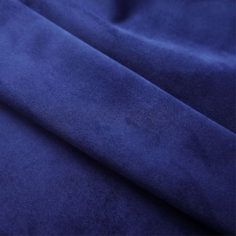 Bertello Velvet Blackout Curtains with Rings, 54" W x 63" L, Navy Blue