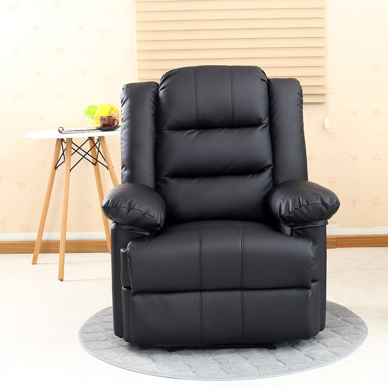 Manual Leather Match Manual Recliner, Black