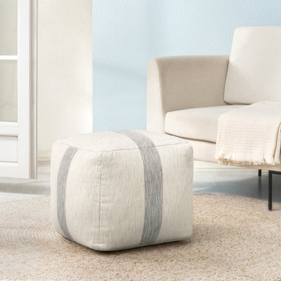 Marta Stripe Upholstered Pouf Ottoman by Hokku Designs