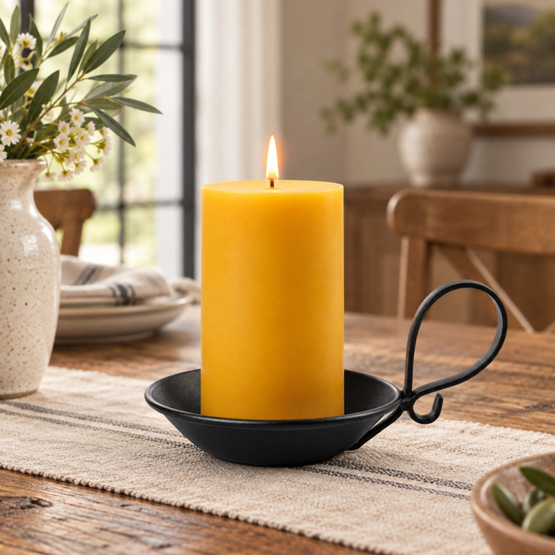 3.21 in. H Iron Tabletop Pillar Holder with Candle Included