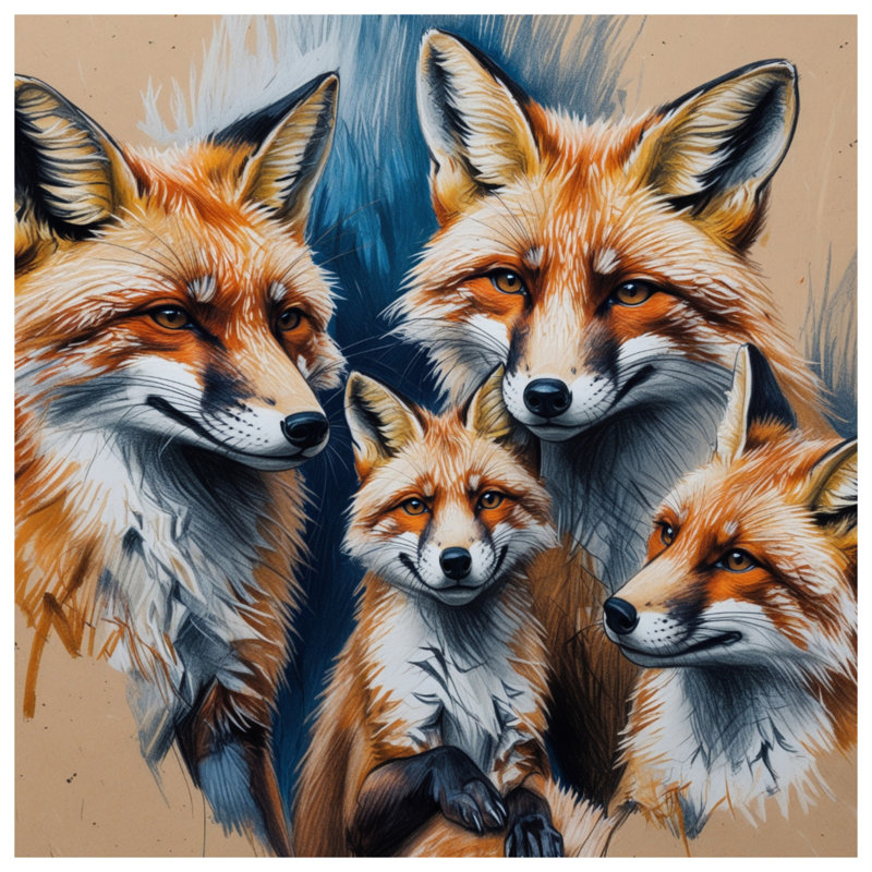 Housses de couette Group of Foxes, Lit simple