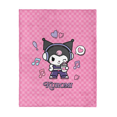 Couverture imprimée Pop Kuromi pour enfants, 117 x 152 cm, 100 % polyester, douce, confortable, légère et décorative