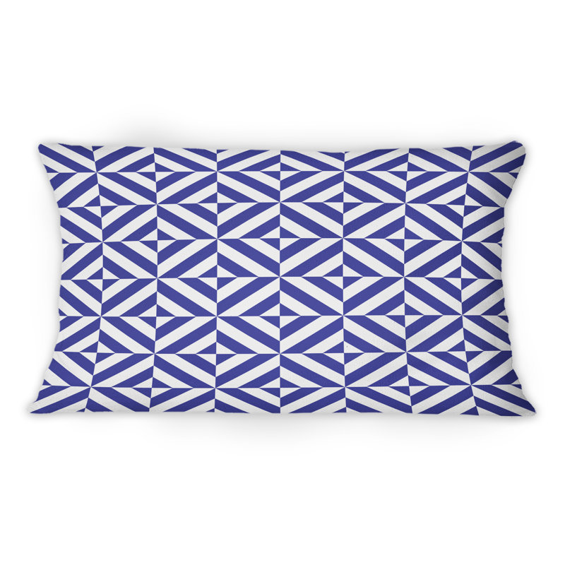 Coussin décoratif à motif géométrique à rayures bleues et blanches