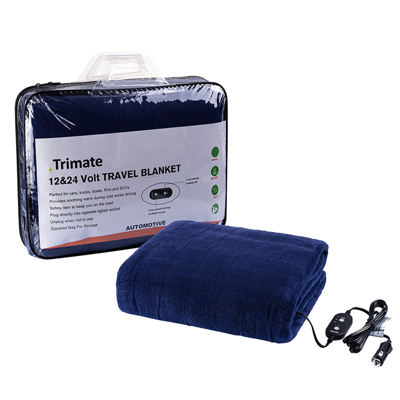 Couverture chauffante pour voiture électrique: peluche 55 po x 40 po - bleu marine, Bleu marine