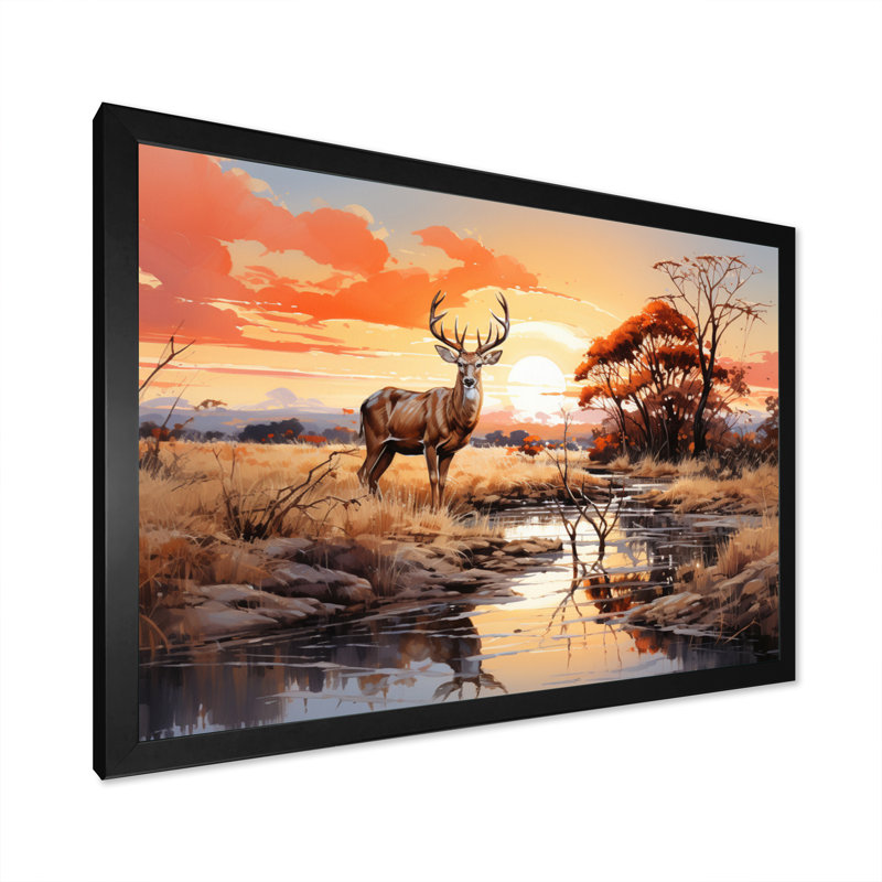 Greater Kudu Antelope II - Animals Canvas Wall Art, H 12 po x l 20 po x P 1 po, Cadre photo noir