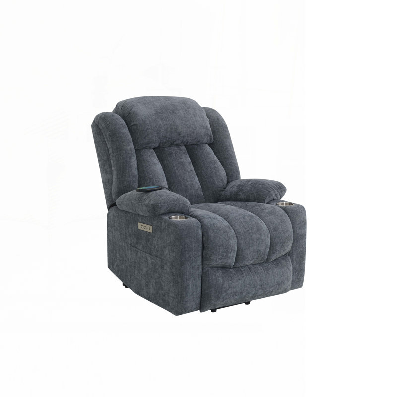 Omarion Upholstered Power Recliner, Blue