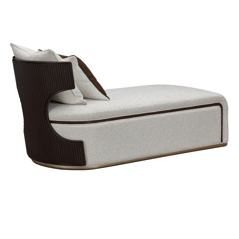 West Kensington Chaise - Buff/Seal Salt Caramel, Espresso Wood