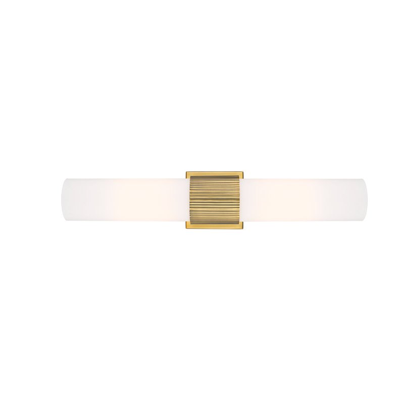 Éclairage pour meuble-lavabo mural 2 lumières 12 "Bolivar, Laiton brossé, Blanc