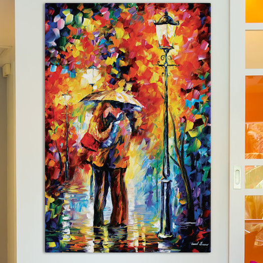 « baiser under the rain », reproduction d’art sur toile tendue, H 26 po x l 18 po x P 1,5 po