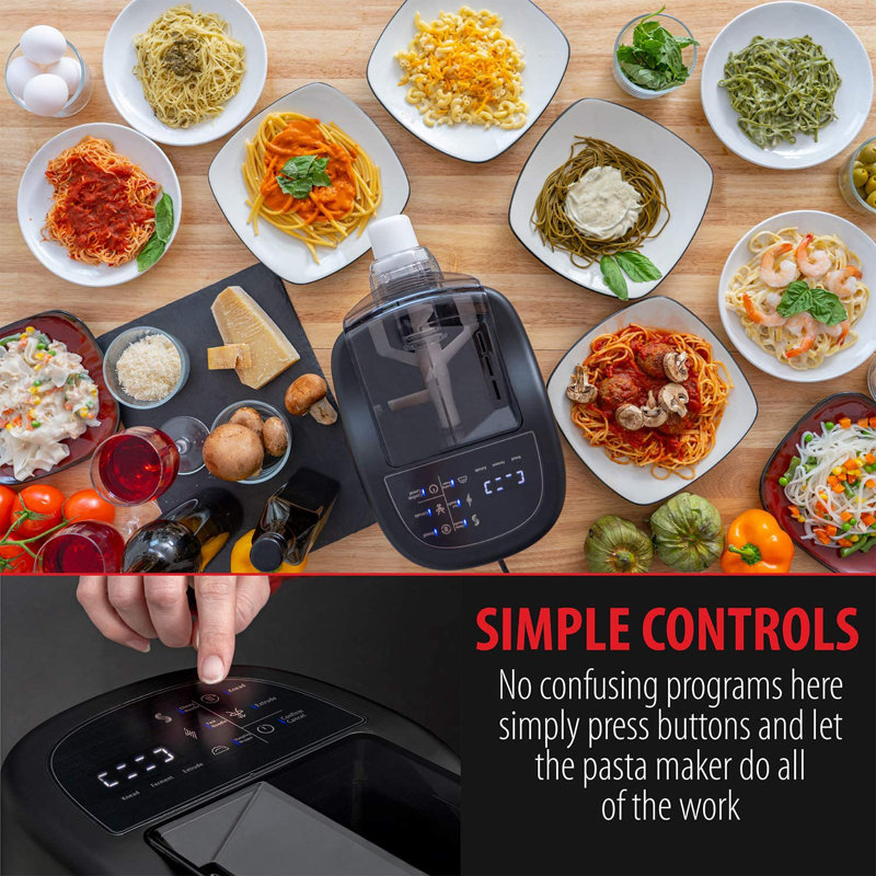Black Electric Automatic Pasta Maker with 13 Interchangeable Discs