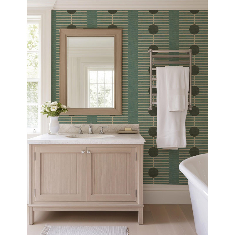 Nomalanga 10' L x 25" W Wallpaper Roll, Green, Non-pasted
