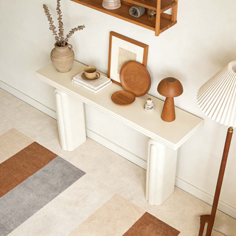 Console élégante et luxueuse en placage d'acacia, Beige