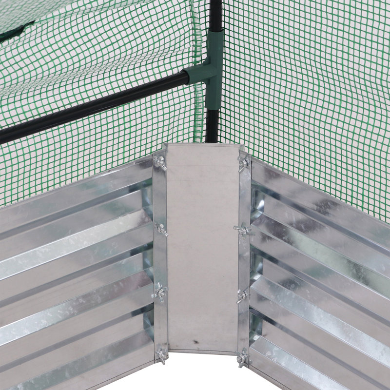Lit de jardin surélevé avec couverture verte en métal 2 pi x 3 pi Garmer, H 36,5 po x l 26,75 po x P 26,75 po
