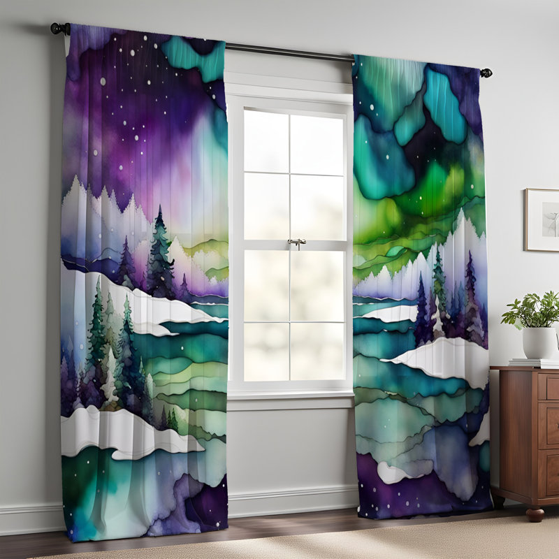 Paire de rideaux semi-transparents en polyester Earnice, L 20 po x L 52 po