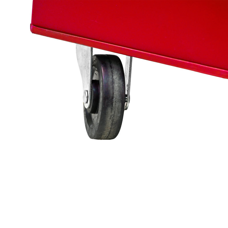 Metal Rolling Tool Box With 5, Lockable Wheels & Adjustable Shelf For Garage - Red 5 Chest Wheels, Sliding Drawers, Detachable Top, Workshop