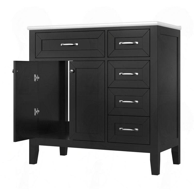 Meuble-lavabo 36 po avec lavabo, Noir
