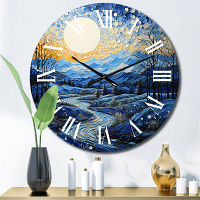Horloge murale en hiver Winter Snowy Peaks I