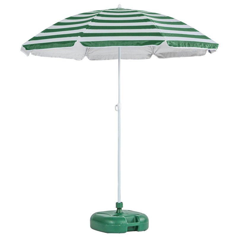 Harbour Housewares - Metal Beach Parasol with Base, Green, Green